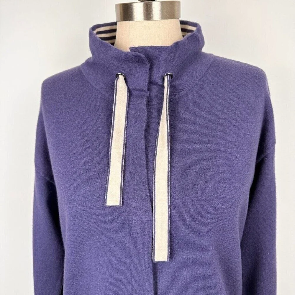 Olsen Women’s Snap Button Mock Neck Sweater Size 4 XS Blue Soft New - Picture 4 of 14